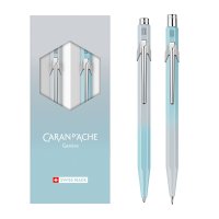 Zestaw długopis 849 + ołówek 844 Caran d’Ache Blue Lagoon, w etui, błękitno-szary
