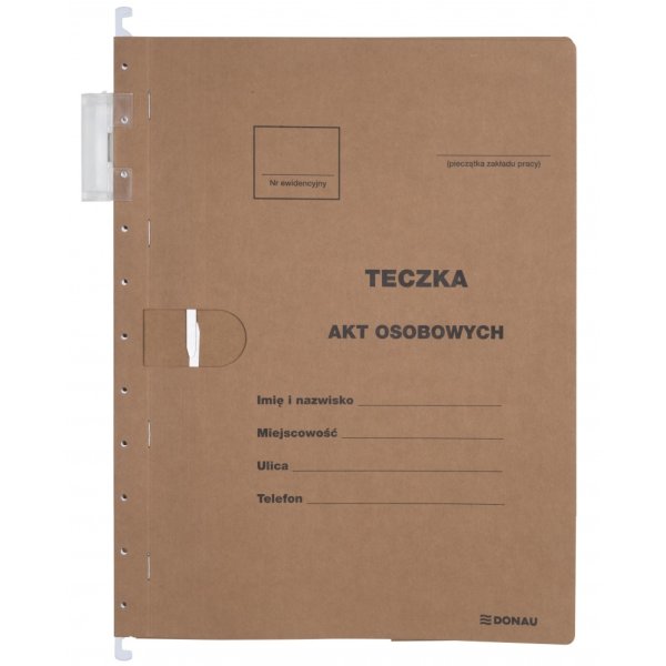 Teczka zawieszkowa DONAU na akta osobowe, karton, A4, 230gsm, brązowa