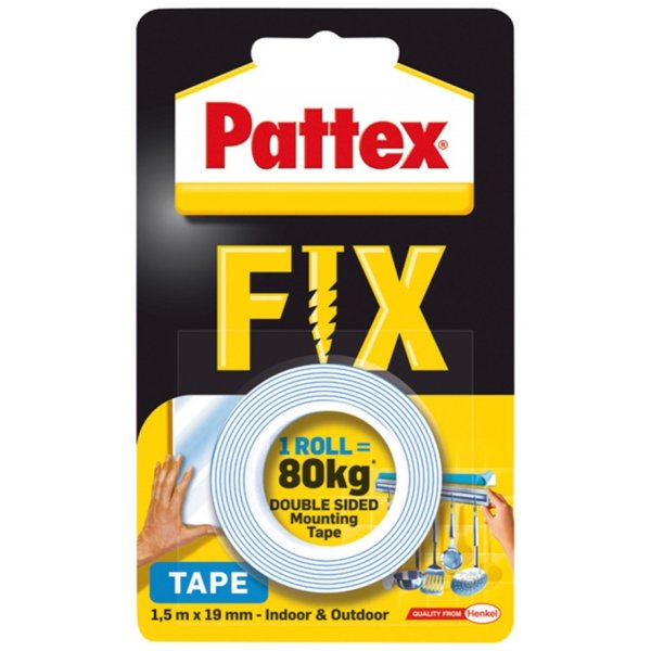 Taśma dwustronna PATTEX FIX, 1,5m x 19mm, 80kg