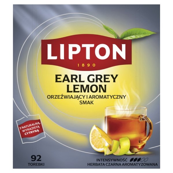 Herbata LIPTON czarna, Earl Grey Lemon, 92 torebki