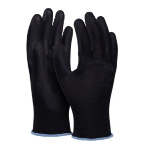 Rękawice DONAU SAFETY PU Black, kat. II, rozm. 9, czarne