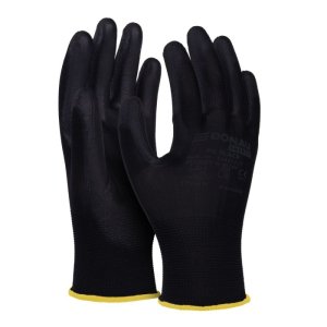 Rękawice DONAU SAFETY PU Black, kat. II, rozm. 8, czarne