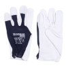 Rękawice robocze DONAU SAFETY, skóra kozia po stronie dłoni, ściągacz, rozm. 10 / XL, biało-granatowe