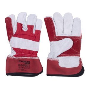 Rękawice robocze DONAU SAFETY, dwoina bydlęca, rozm. 10,5 / XL, szaro-czerwone