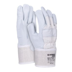 Rękawice robocze DONAU SAFETY DS-DOKGOAT, doker, skóra kozia, rozm. 10,5 / XL, szaro-białe
