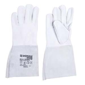 Rękawice robocze DONAU SAFETY, spawalnicze TIG, skóra kozia, rozm. 10 / XL, biało-szare