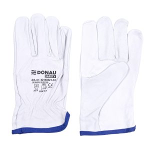 Rękawice robocze DONAU SAFETY, skóra kozia, rozm. 10 / XL, białe