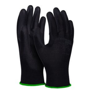 Rękawice DONAU SAFETY PU Black, kat. II, rozm. 11, czarne