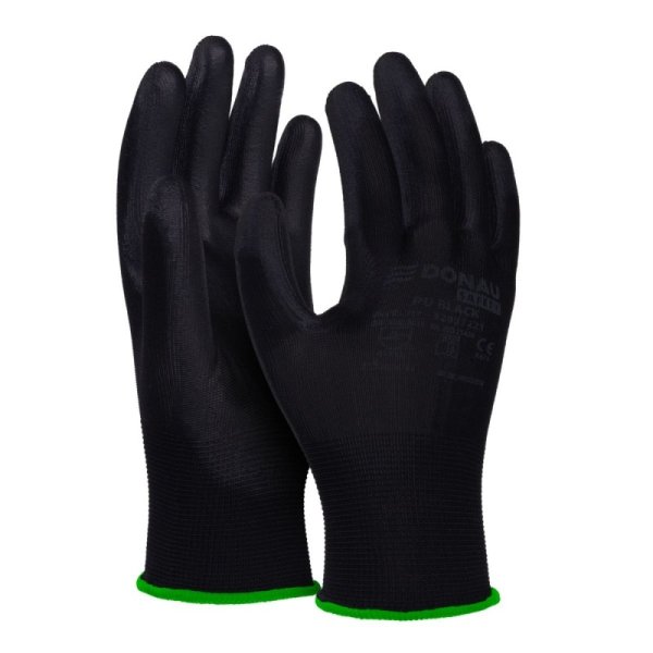 Rękawice DONAU SAFETY PU Black, kat. II, rozm. 11, czarne