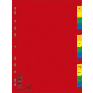 Przekładki DONAU, PP, A4, 230x297mm, A-Z, 16 kart, mix kolorów