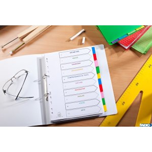 Przekładki kartonowe MYLAR A4 12 kolorowych kart wzmocnione indeksy OXFORD 100204953