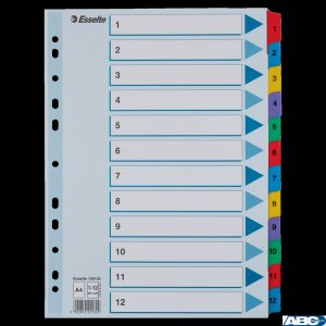 Przekładki kartonowe MYLAR A4 1-12 100162 białe ESSELTE