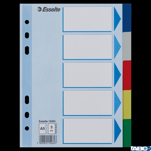 Przekładki plastikowe z PP A5 ESSELTE 5 kart 15264