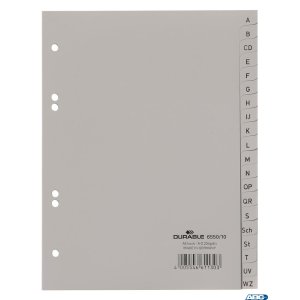 Przekładki A5 A-Z PP szare 6550 DURABLE