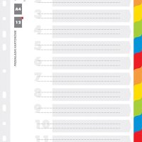 Przekładki OFFICE PRODUCTS, karton, A4, 227x297mm, 12 kart, lam. indeks, mix kolorów