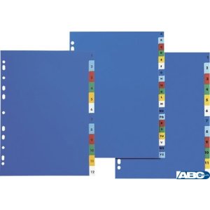 Przekładki OXFORD  A4 z kolorowego PP NUMERYCZNE 1-12 100204769