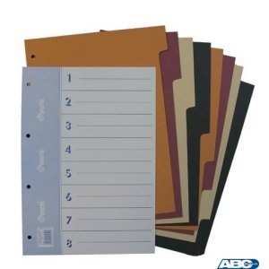 Przekładka do segregatora A4, karton barwiony,  8części WARTA 990-008*