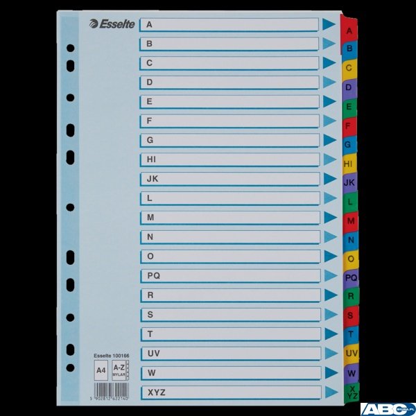 Przekładki kartonowe MYLAR A4 A-Z 100166 białe ESSELTE