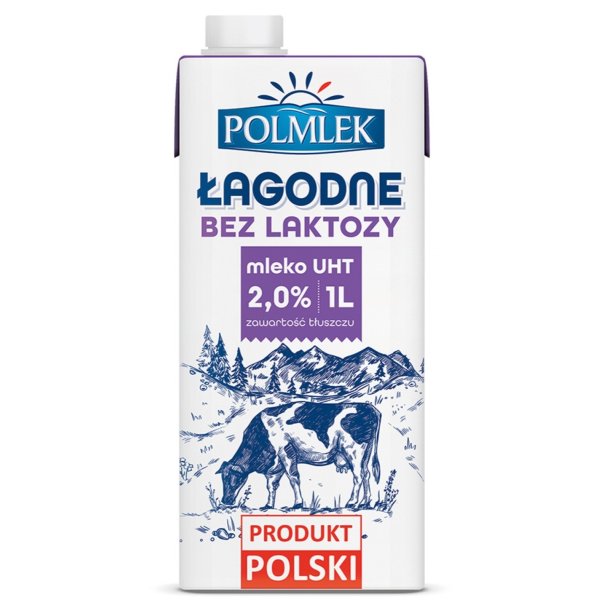 Mleko UHT POLMLEK 2%, bez laktozy, 1l