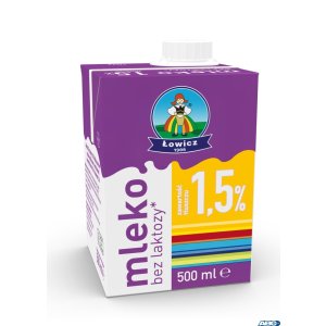 Mleko ŁOWICZ UHT bez laktozy 1.5% 0.5l
