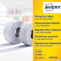 Usuwalne etykiety cenowe w rolce PLR1226 12x26 do metkownicy jednorzędowej Avery Zweckform, 1500 etyk./rolka, 10 rolek/op., białe