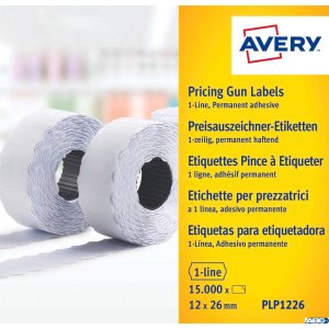 Etykiety cenowe do metkownic PLP1226 12x26 rolka do metkownicy jednorzędowej Avery Zweckform, trwałe, białe
