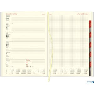Kalendarz Cross z gumką i ażurową datówką A4 Tygodniowy z notesem 204 A4TNRK granat 2025 WOKÓŁ NAS