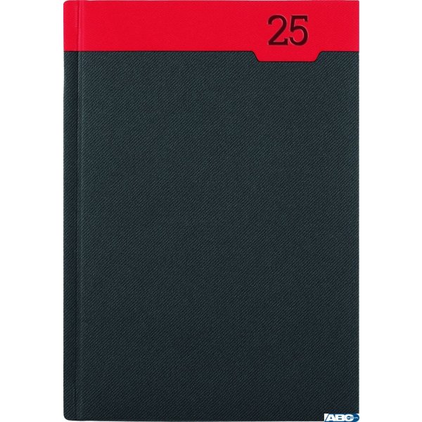Kalendarz A-4 CLASSIC książkowy (C1), 18 - grafit teksas / czerwony linea 2025 TELEGRAPH