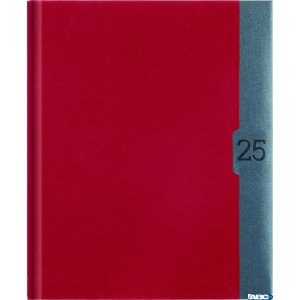 Kalendarz B-6 PLUS książkowy (U4), 24 - czerwony aksamit  /  granat linea 2025 TELEGRAPH