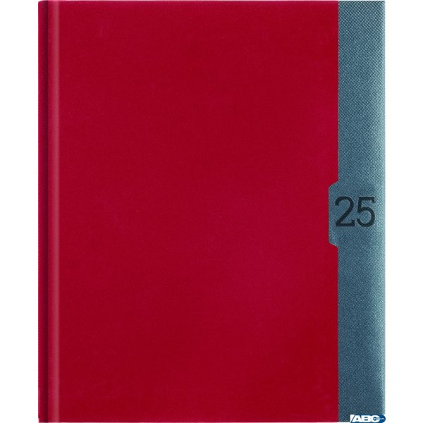 Kalendarz B-6 PLUS książkowy (U4), 24 - czerwony aksamit / granat linea 2025 TELEGRAPH