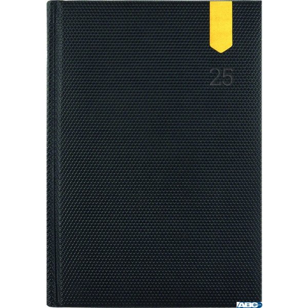 Kalendarz A-5 NOTE książkowy (NT3), 12 - czarny karo / wstawka 2025 TELEGRAPH
