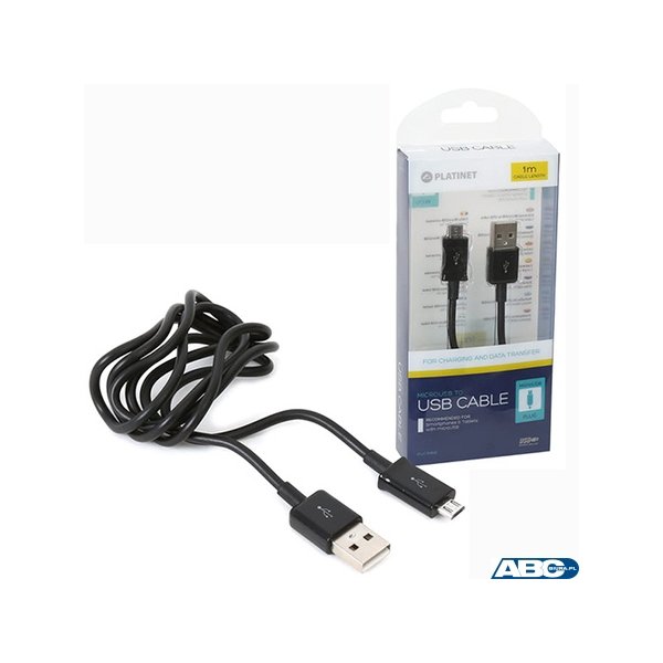 Kabel USB TYPE USB TO MICRO USB czarny 1metr 2A PLATINET PUC1MBB