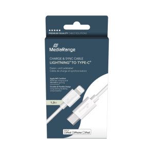 Kabel USB-C MEDIARANGE Apple Lightning, ładowarka, 1m, biały