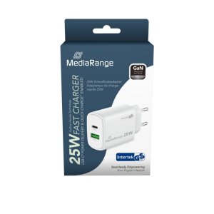 Adapter MEDIARANGE 25W, szybkie ładowanie, 1xUSB-C  +  1xUSB-A, biały