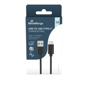 Kabel USB-C MEDIARANGE, ładowarka, USB 3.0, 1,2m, czarny
