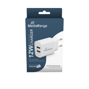 Adapter MEDIARANGE 12W, szybkie ładowanie, 2xUSB-A, biały