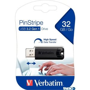 Pamięć Pendrive VERBATIM 32GB USB 3.2 czarny PINSTRIPE 49317