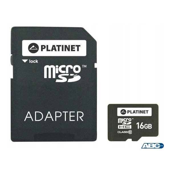 Karta pamięci Micro SDhc + adapter SD 16GB SECURE DIGITA class10 Platinet PMMSD1610