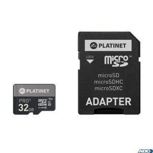 Karta pamięci Micro SDhc  +  adapter 32GB class10 UIII 90MB / s Platinet PMMSD32UIII