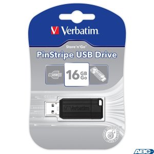 Pamięć Pendrive VERBATIM 16GB USB 2.0 czarny PINSTRIPE 49063