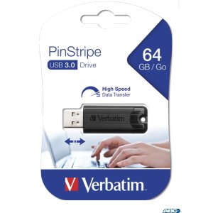 Pamięć Pendrive VERBATIM 64GB USB 3.0 czarny PINSTRIPE 49318