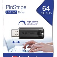Pamięć Pendrive VERBATIM 64GB USB 3.0 czarny PINSTRIPE 49318
