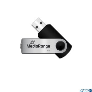Pamięć Pendrive MediaRange 8GB USB 2.0, obracany, srebrno-czarny, MR908