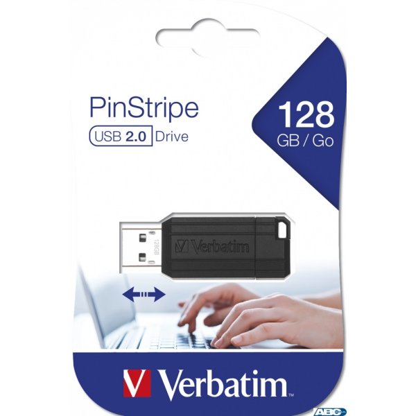 Pamięć Pendrive VERBATIM 128GB USB 2.0 czarny PINSTRIPE 49071