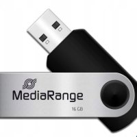 Pamięć Pendrive MediaRange 16GB USB 2.0, obracany, srebrno-czarny, MR910