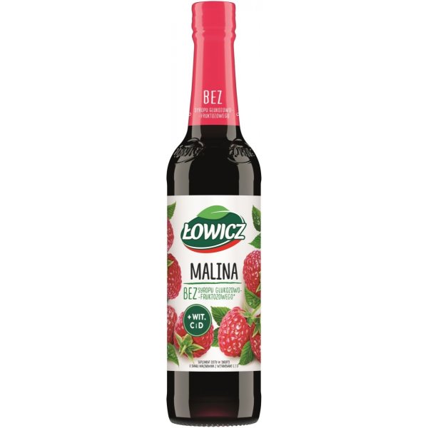 Syrop owocowy ŁOWICZ, malinowy, 400ml