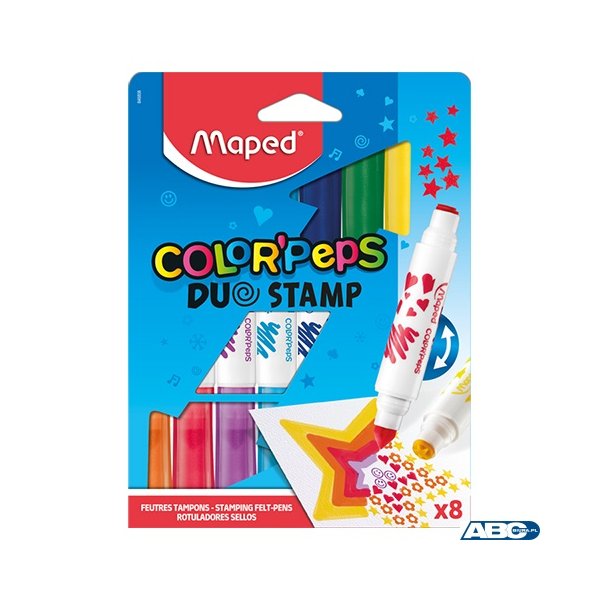 Flamastry dwustronne z pieczątkami 8 szt. pud. z zaw. 846808 MAPED