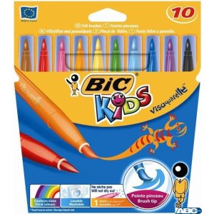 Flamastry pędzelkowe BIC Kids Visaquarelle 10szt, 8289641