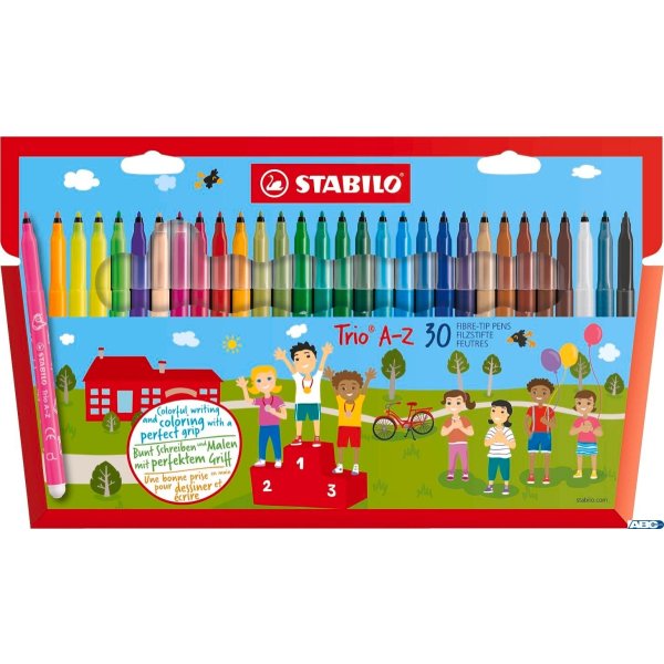 Flamastry TRIO A-Z etui kartonowe 30 szt. 378/1-30-01 STABILO