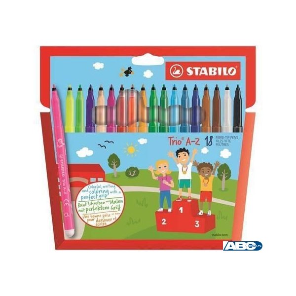 Flamastry TRIO A-Z etui kartonowe 18 szt. 378/1-18-01 STABILO